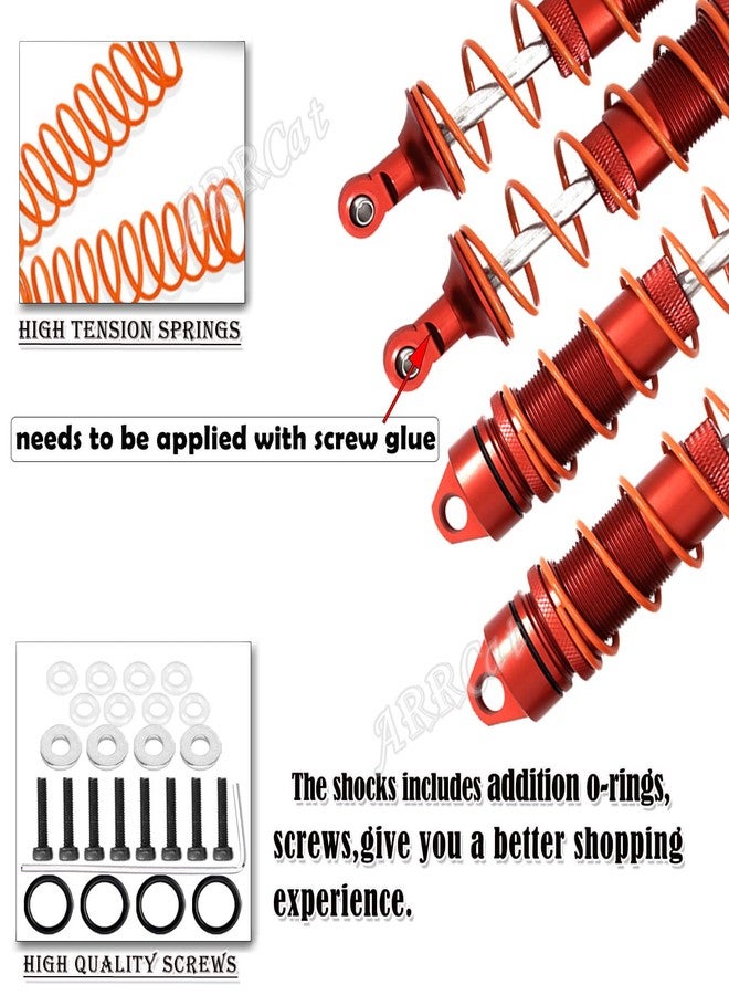 ARRCat 4PCS Alloy RC Shocks Dampers Upgrades Part for 1/8 Outcast 6S BLX Kraton Notorious 6S BLX,ARRCat 4PCS BIG BORE Front Rear Full Metal Shocks with Wrench,Replace ARA330621 ARA330622,Red - Image 5